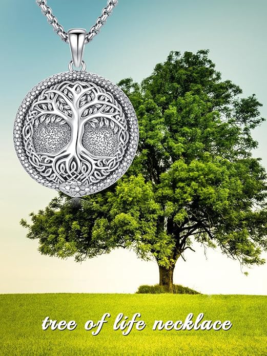Viking Necklace for Men 925 Sterling Silver Viking Wolf/Thors Hammer/Vegvisir/Tree of Life/Compass Pendant Norse Necklace Amulet Talisman Christmas Gifts for Him Her