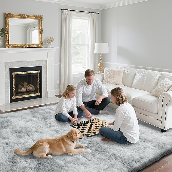 yongyangjuxin Fluffy Rug Shag Area Rug, Gradual Grey 10x14 Area Rugs for Bedroom, Super Soft Shag Rugs for Living Room Bedroom Room Home Decor, Upgrade Anti-Skid Rectangular Fuzzy Rug