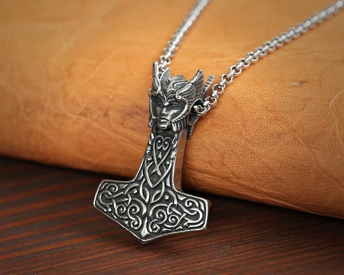 Baldur Jewelry - Thors Hammer Necklace Pendant Mjölnir - Viking Norse Thor Hammer Pendant Viking Jewelry - Thor Necklace - Thor Gifts for Men - Viking Necklace for Men