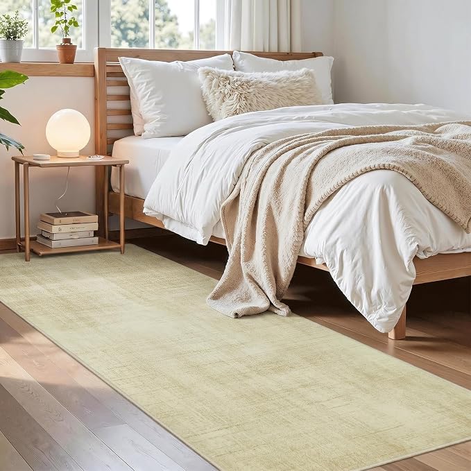 Joydeco Boho Washable Runner Rug for Hallway Entryway, Beige 2x8 Bathroom Kitchen Runner Rugs Non Skid Washable, Non Slip Soft Neutral Classic Throw Carpet for Laundry Room Entrance