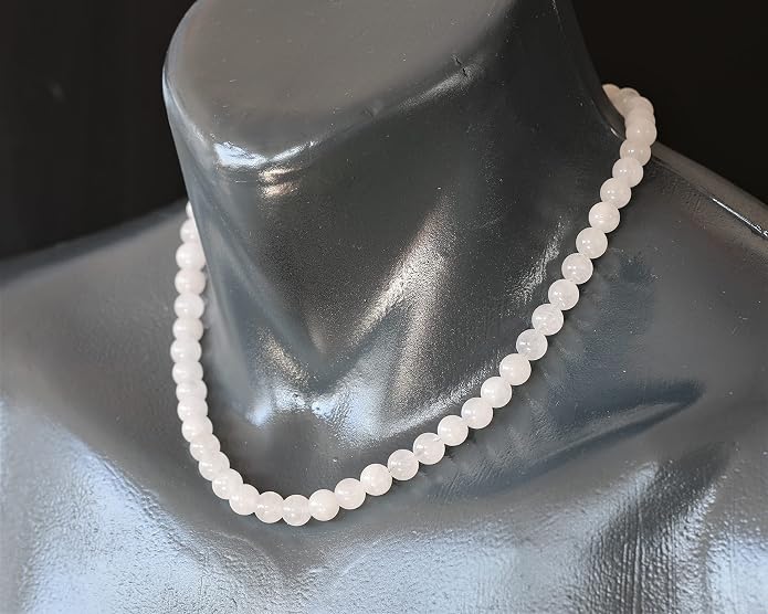 Natural Gemstone Beaded Choker Necklace | 8mm Handmade Adjustable Jewelry for Men & Women | Chakra Balancing Crystal Necklace | Spiritual Gift | Macrame Cord with Extender