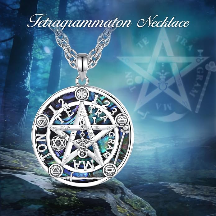 AEONSLOVE Tetragrammaton De Plata 925 Sterling Silver Tetragrammaton Necklace/Metatron Cube Pendant Amuleto De Proteccion Gifts for Women Men