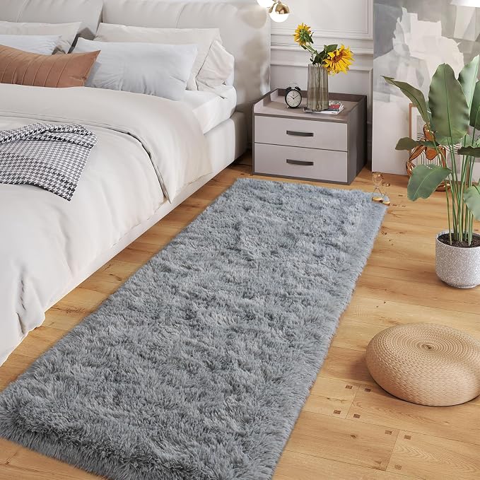 Dssimo Super Soft Runner Rugs for Hallway 2x6 Grey Area Rugs, | Soft Fluffy Shag Non-Slip Carpet for Kids,Girls Boys and Teens Decorations for Living Room Dorm Nursery Classroom