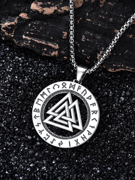 Viking Necklace for Men 925 Sterling Silver Viking Wolf/Thors Hammer/Vegvisir/Tree of Life/Compass Pendant Norse Necklace Amulet Talisman Christmas Gifts for Him Her