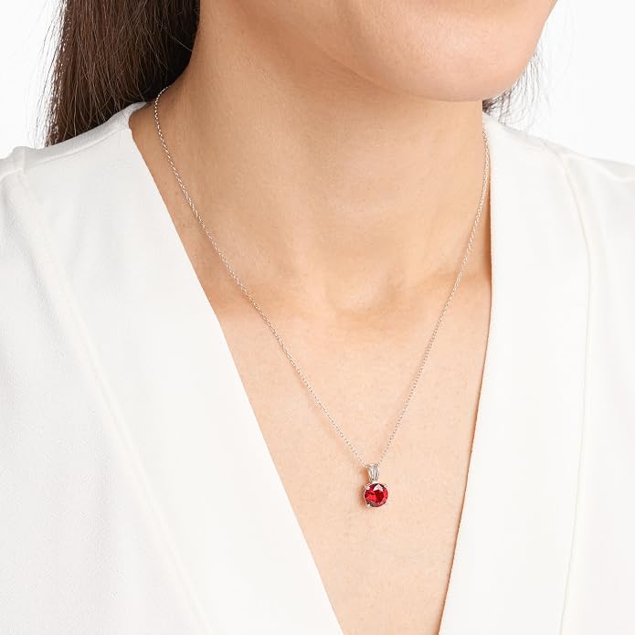 Amazon Essentials Sterling Silver Round Cut Birthstone Pendant Necklace 18"