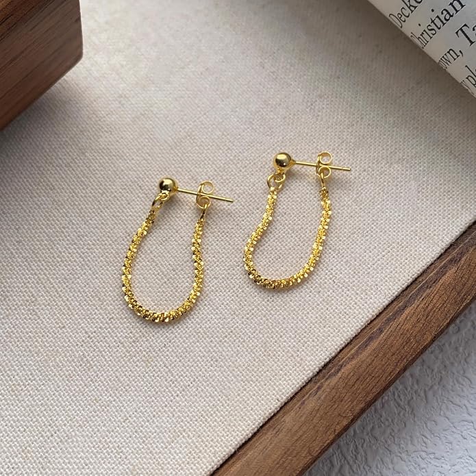 925 Sterling Silver Tassel Chain Dangle Earrings for Women Sparkling Long Fringe Dangle Drop Earrings Bling Line Minimalist Wedding Studs Earring Jewelry Birthday Christmas Gifts for Her
