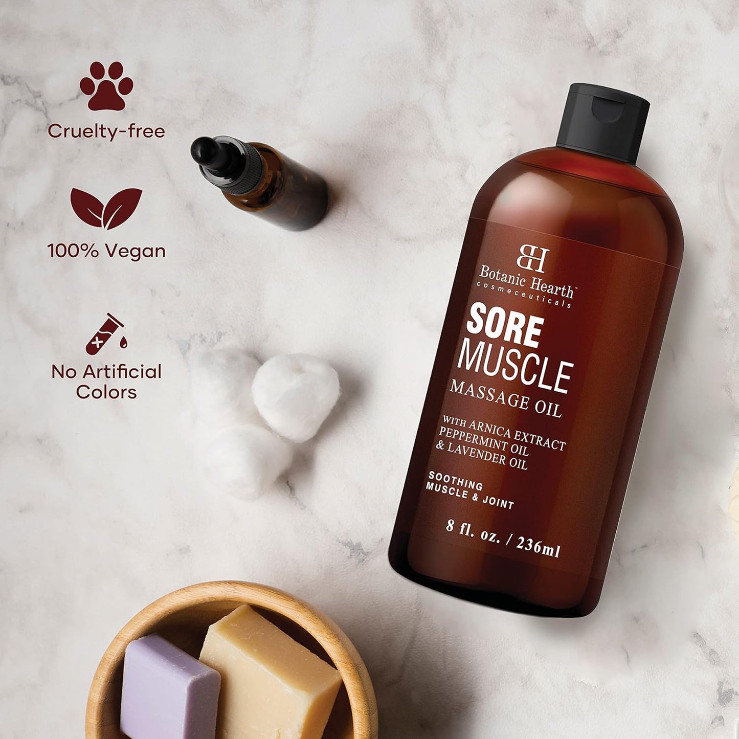 Botanic Hearth Sore Muscle Massage Oil | with Arnica Montana Extract and Essential Oils | Warming and Relaxing | Soothes Tired Sore Muscles and Joints, 8 Fl Oz