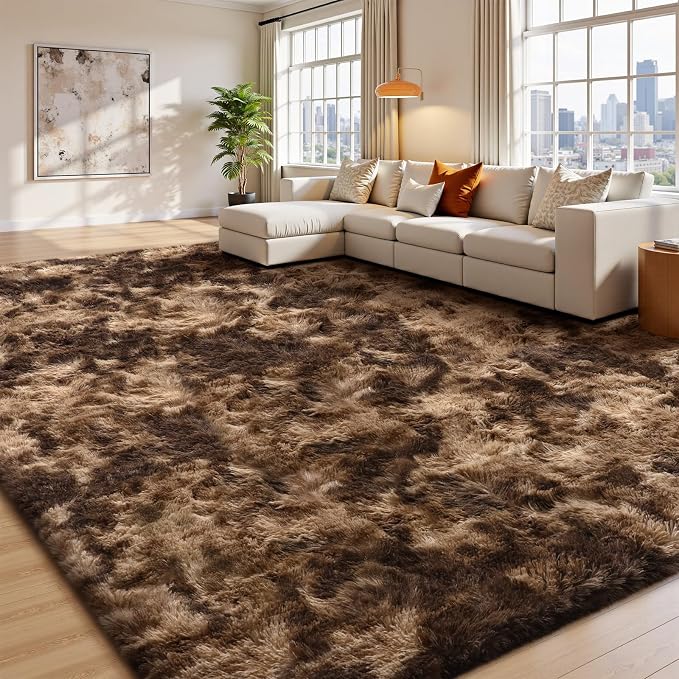 Sour Lemon Area Rugs 9x12 Living Room Bedroom, Large Fluffy Shag Rug | Shaggy Carpet, Soft Plush Furry Bedside Rugs, Anti Slip, Washable Area Modern Rugs Floor Mat for Kids Girls Boys Living Room