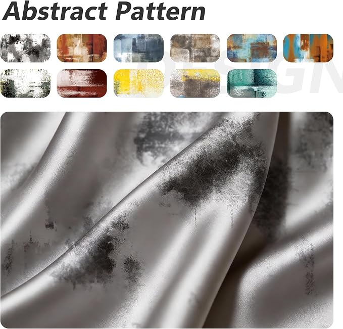 Asuexpect Black Grey Abstract Curtains 2 Panels Abstract Rust Curtain Room Darkening Grommet Window Treatments Modern Decorative for Bedroom Living Room, 52x72 Inches, Black Grey