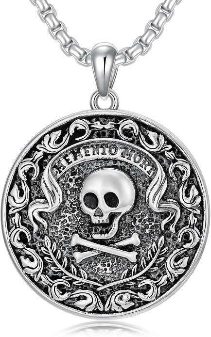 Skull/Skeleton Memento Mori Necklace 925 Sterling Silver Skull/Skeleton Pendant Hourglass Necklace Skull/Skeleton Jewelry for Men Women