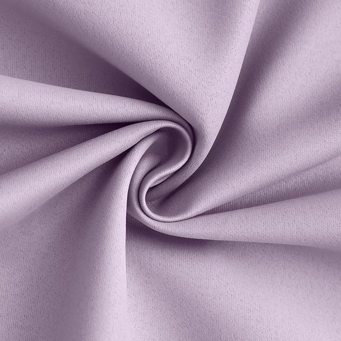 Yakamok Lilac 100% Blackout Curtains 72 Inches Long for Bedroom 50" Wide | Blackout Curtain Panels for Bedroom, 2 Thick Layers Grommet Top Thermal Insulated Drapes with White Back for Living Room