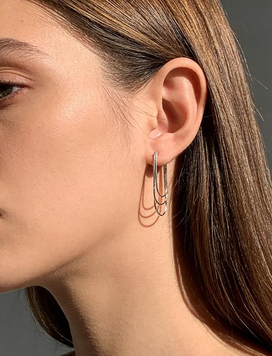 Tassel Earrings for Women Gold Plated Silver Chain Earrings Dainty Minimalist Dangle Drop Studs