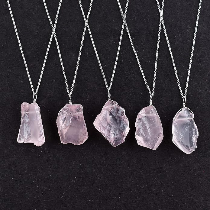 Raw Gemstone Dainty Pendant Necklace for Women, Trendy Healing Chakra Crystal, Birthstone Handmade 925 Sterling Silver Adjustable 18 inch Chain Jewelry, Birthday Gifts