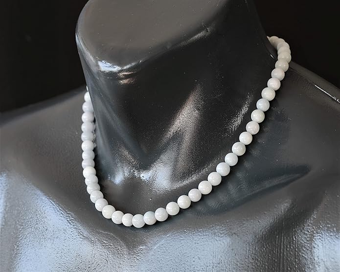 Natural Gemstone Beaded Choker Necklace | 8mm Handmade Adjustable Jewelry for Men & Women | Chakra Balancing Crystal Necklace | Spiritual Gift | Macrame Cord with Extender