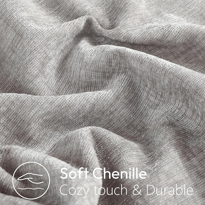 Stellhome Pack of 2 Soft Textured Throw Decorative Pillow Covers Square Accent Solid Chenille Cushion Cover Cozy Farmhouse Pillow Case for Couch Sofa Bedroom Living Room 26x26 Inch, Grey