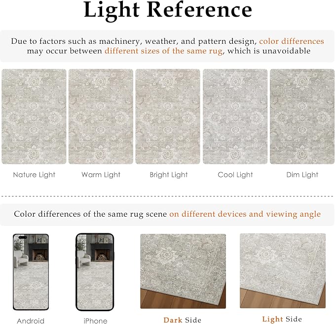 3x5 Grey Washable Area Rug for Entryway Neutral Floral Soft Non Slip Carpet Low Pile Distressed Door Mat for Bathroom Bedroom Entrance Living Room