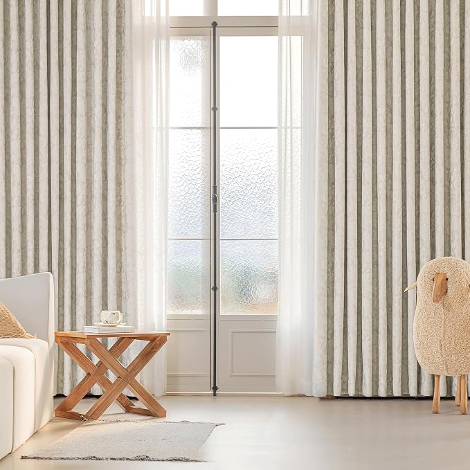 Beauoop Beige Floral Jacquard Blackout Curtains for Bedroom 52x63 2 Panels | Flower Chenille Room Darkening Drapes for Living Room 63 Inch Long Thermal Insulated Soundproof Window treatment Grommet