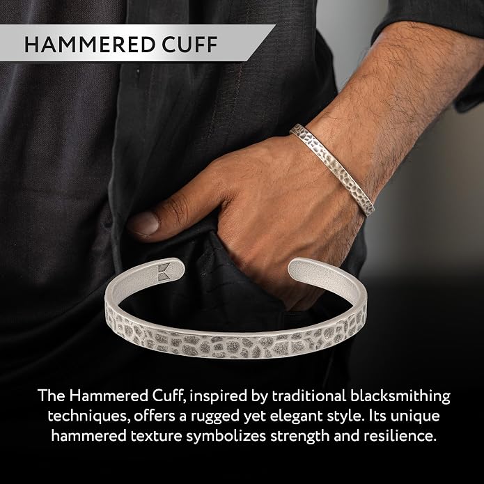Cuff Bracelet for Men Premium Stainless Steel Mens Bangle Bracelets Silver Cuff Bracelet Waterproof & Non-Tarnish Minimal Western Bracelet