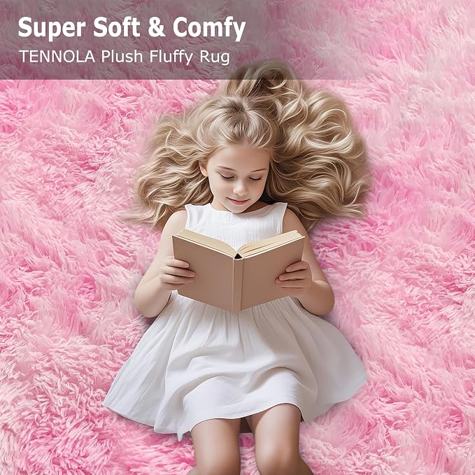 Fluffy Pink Shag Rug for Bedroom Girls 3x10 Runner Rug, Soft Pink Fuzzy Rug for Girls Room Bedside Living Room Hallway Plush Long Carpet Runner for Kids Room Nursery