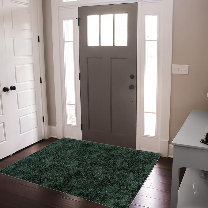 Gertmenian Indoor Transitional Area Rug - 5x7 Standard, Non-Shedding, Ideal for High Traffic in Living Room, Bedroom, Entryway - Geometric, Dk. Green, 26861