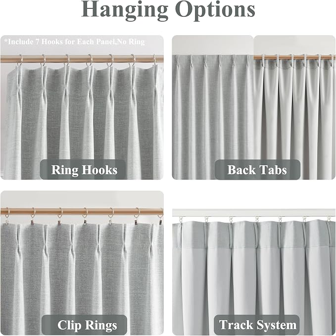 WEST LAKE Chenille Pinch Pleated 95% Blackout Curtain Panels for Bedroom | Silver Grey Triple Weave Textured Heavy Drapes with Microfiber Lining,Vintage Window Treatment,Back Tabs,40"Wx90"Lx2