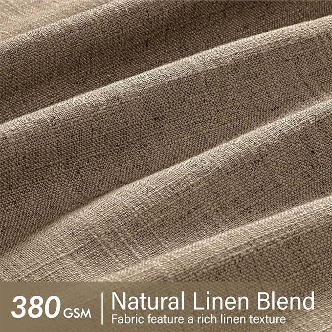 MIULEE Pinch Pleated Thick Linen Curtains 90 Inches Long 2 Panels for Living Room Bedroom, Linen Texture Memory Trained Brown Drapes Pleat Back Tab Light Filtering Country Farmhouse Burlap Curtains