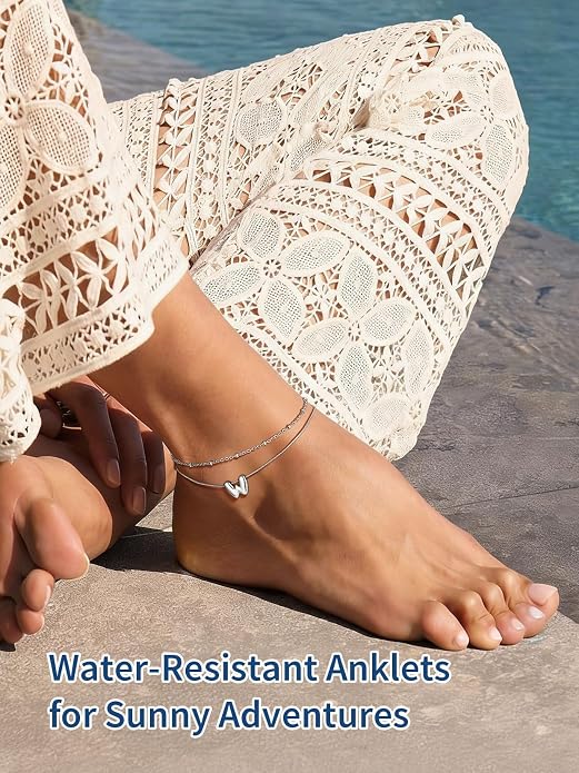 ChainsProMax Initial Ankle Bracelets for Women, Waterproof Anklets Bracelet Adjustable Summer Beach Women Foot Jewelry, Stainless Steel/Gold Plated-Send Gift Box/Letter A-Z