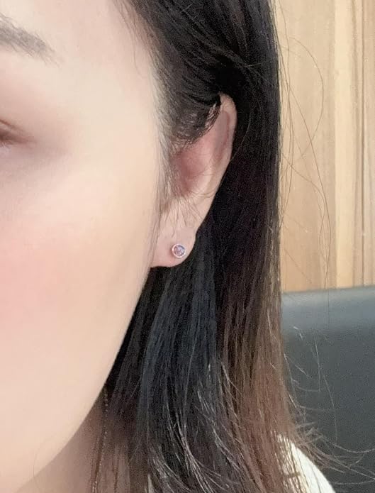 Titanium Earrings for Women Stud Earrings Cubic Zirconia Dainty Screw Flat Back Hypoallergenic Earrings for Women for Multiple Cartilage Helix Conch Tragus Piercing Jewelry for Sensitive Ears