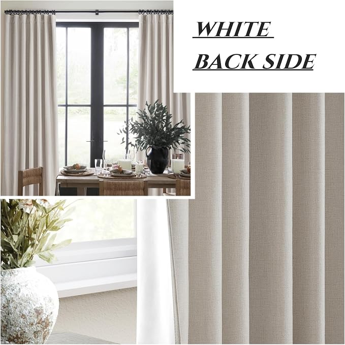 QJmydeco Extra Long 144 Inch Blackout Curtains for Summer Heat, Drop Cloth Tall Curtain Farmhouse Sound Proof Drapes Privacy Room Divider Pleat Ceiling Track Burg Bedroom 12ft (W50 xL144 2 Panels)