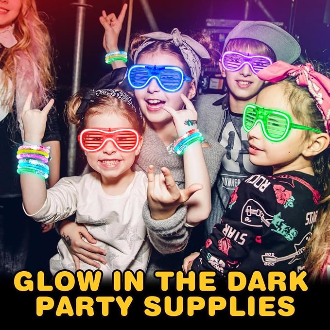 100 Pack Light up Glasses & LED Bracelets with 6 Colors & 3 Flashing Mode, Neon Bulk Gift for Kids and Adults Glow in the Dark Party favors, Halloween, Birthday, Wedding Supplies, Glow Bingo, Carnival