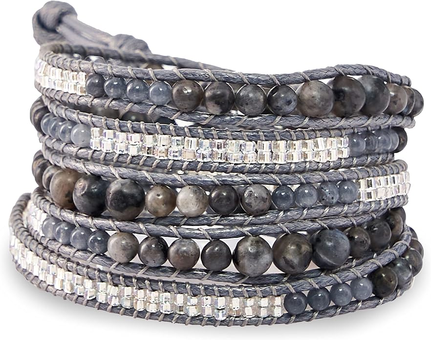 Bracelet for Women – Handmade Vegan Boho Natural Stone Layered Bracelet, Thailand Bohemian Stackable Beaded Wrap Bracelets, Summer Hippie Bracelet Stack, Fashion Jewelry Gifts