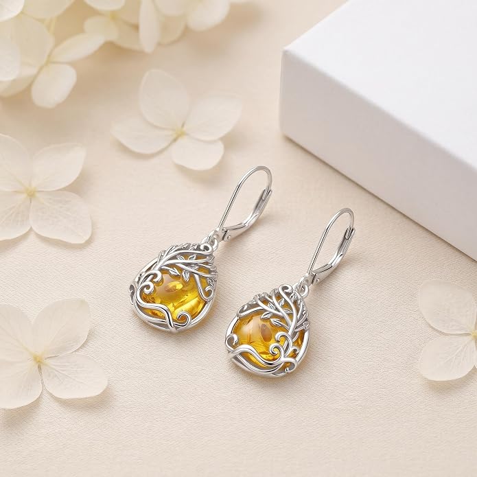 Teardrop Tree of Life/Filigree Earrings for Women Dangle Leverback Earrings Jewelry Gift Anniversary For Her