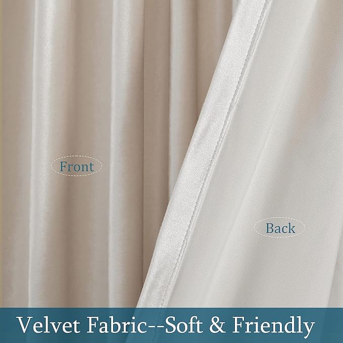PRIMROSE Cream Ivory Curtains 90 inch for Living Room,2 Panels Drapes Blackout Rod Pocket Back Tab Window Treatment Room Darkening Thick Decorative Curtains for Bedroom