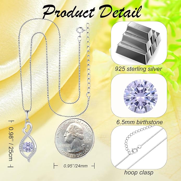Infinity Necklace 925 Sterling Silver Necklace For Women Jewelry Valentines Day Christmas
