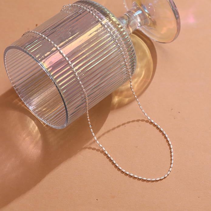 Beaded Necklaces for Women S925 Sterling Silver Colorful Bead Necklace Rainbow Simple Chain Choker Hypoallergenic Necklace Bohemian Beaded Necklaces Unique Birthday Wedding Graduation Jewelry Gifts for Women