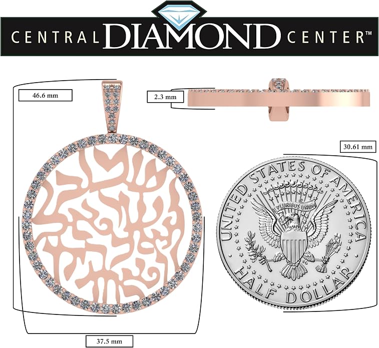 Central Diamond Center Shema Israel Full Hebrew Prayer Pendant Necklace in Solid Sterling Silver