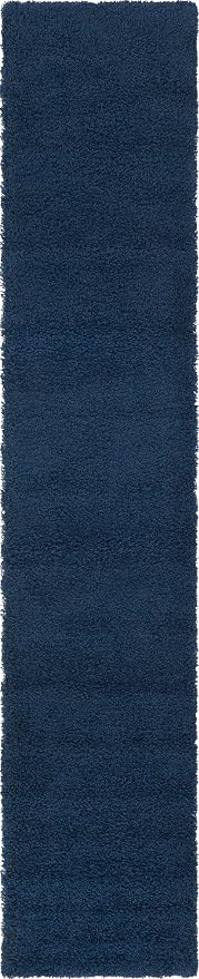 Unique Loom Solid Shag Collection Area Rug (2' 6" x 13' 1" Runner, Sapphire Blue/ Navy Blue)