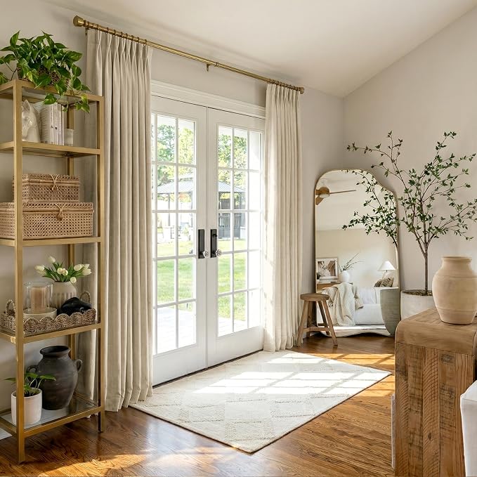CAPALOCA Pinch Pleated Blackout Curtains 84 Inches Long, Linen Blend, 100% Blackout Drapes with 20 Hooks, Ideal for Bedroom and Living Room, 40" W x 84" L (Pack of 2), Oatmeal