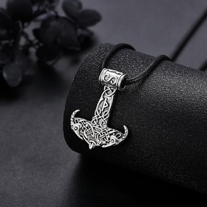 Thor Hammer Necklace 925 sterling silver Goat Head Mjolnir Necklace Norse Viking Jewelry Gifts for Men
