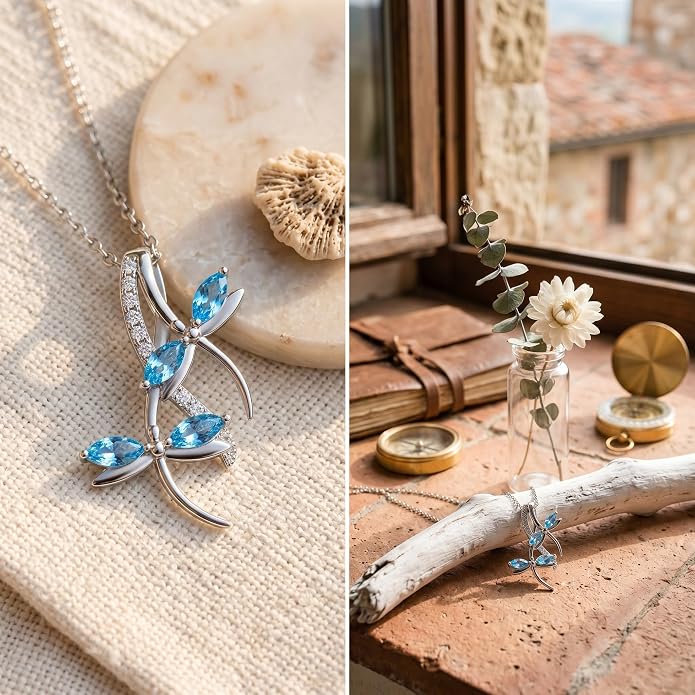 PRAYMOS Dragonfly Gifts 925 Sterling Silver Dragonfly Necklace for Women Dreamy Dragon fly Pendant Dragonflies Jewelry Birthday Gift 18+2" Adjustable Chain