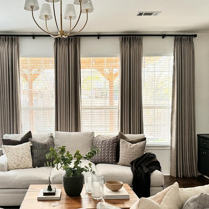 CAPALOCA Pinch Pleated Curtains Blackout, Linen Blackout Curtains 90 inches Long 2 Panels Set for Bedroom, Thermal Insulated Pinch Pleated Drapes for Living Room, 40"W x 90"L (Pack of 2), Taupe Gray