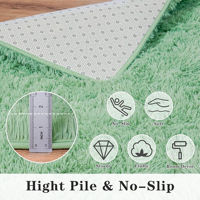 Dssimo Super Soft Runner Rugs for Hallway 2x6 Sage Green Rug, | Soft Fluffy Shag Non-Slip Carpet for Kids,Girls Boys and Teens Decorations for Living Room Dorm Nursery Classroom