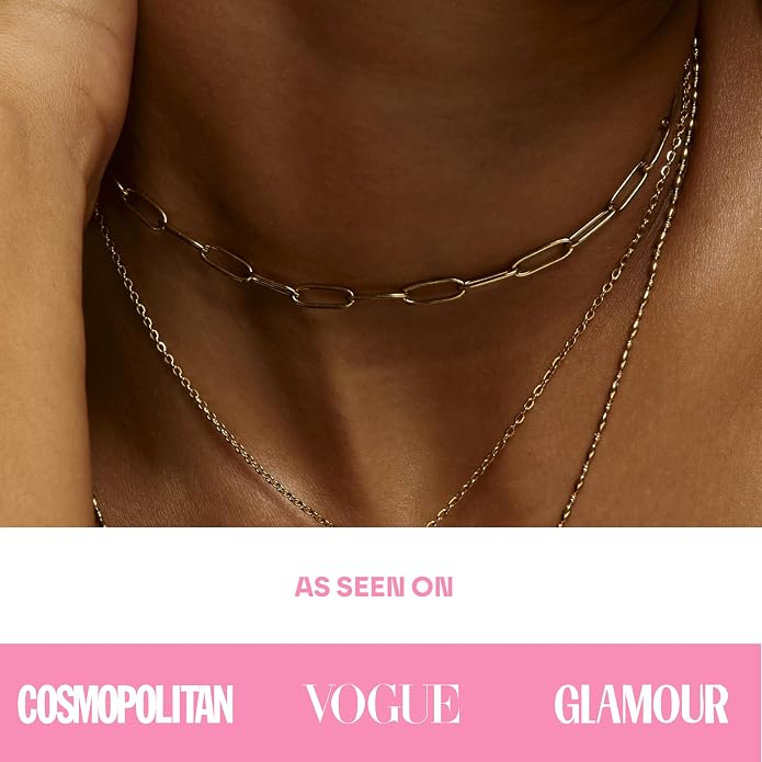 Hey Harper Gold Necklace For Women Trendy Necklace - 14K Golden PVD Coating Waterproof & Sweatproof Non Tarnish Jewelry Chain Necklaces