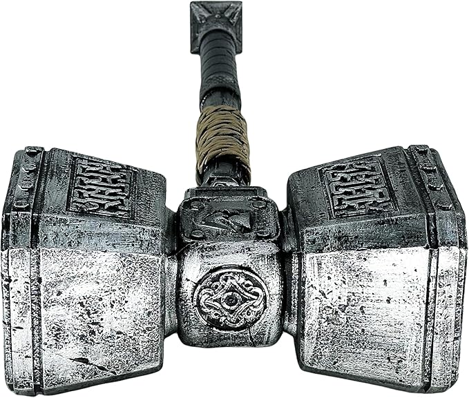 LOOYAR Norse Thunder Hammer Foam Prop for Costume Play & Reenactment | Norse thunder hammer design PU foam Detachable head and handle Lightweight safe construction For LARP cosplay Halloween