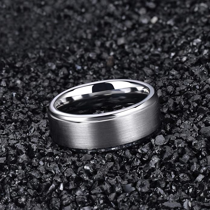 TRUMIUM 4mm 6mm 8mm Tungsten Rings for Men Women Silver Blue Rose Gold Plated Black Tungsten Wedding Band Matte Brushed Finish Comfort Fit Size 4-15