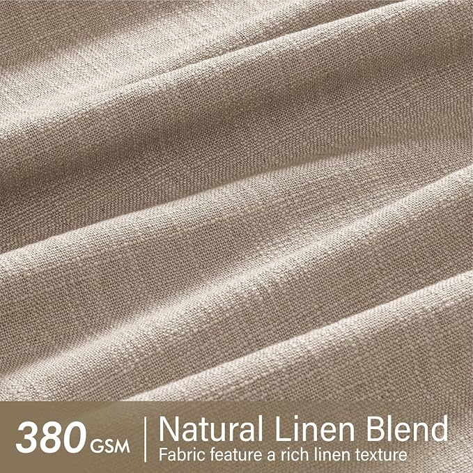 MIULEE Pinch Pleated Thick Linen Curtains 102 Inches Long 2 Panels for Living Room Bedroom, Pinch Pleat Drapes Back Tab Memory Trained Rustic Farmhouse Window Curtains with Hooks&Rings, Taupe