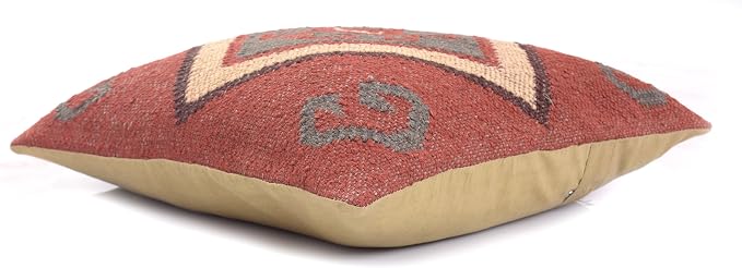Chouhan Rugs 4 PCS Set of Hand Woven Jute Kilim Cushion Cover Indian Vintage Pillows 18X18 Rug Boho Shams (Pattern 5)