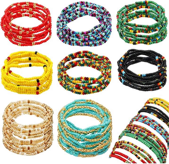 Junkin Boho Beaded Anklets for Women Girls African Multicolor Layered Ankle Bracelet adjustable Summer Hawaii Beach Foot Chain