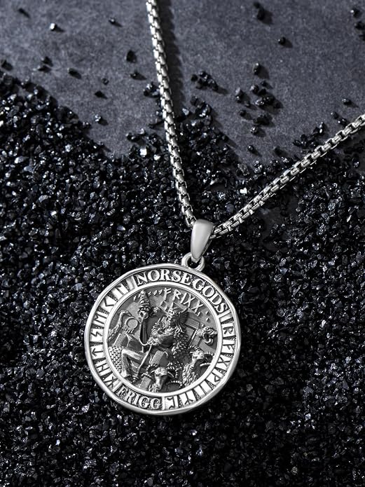 Viking Necklace for Men Women 925 Sterling Silver Norse Jewelry Fathers Mothers Day Anniversary Birthday Gifts for Mom Dad Husband Brother (with Gift Box)