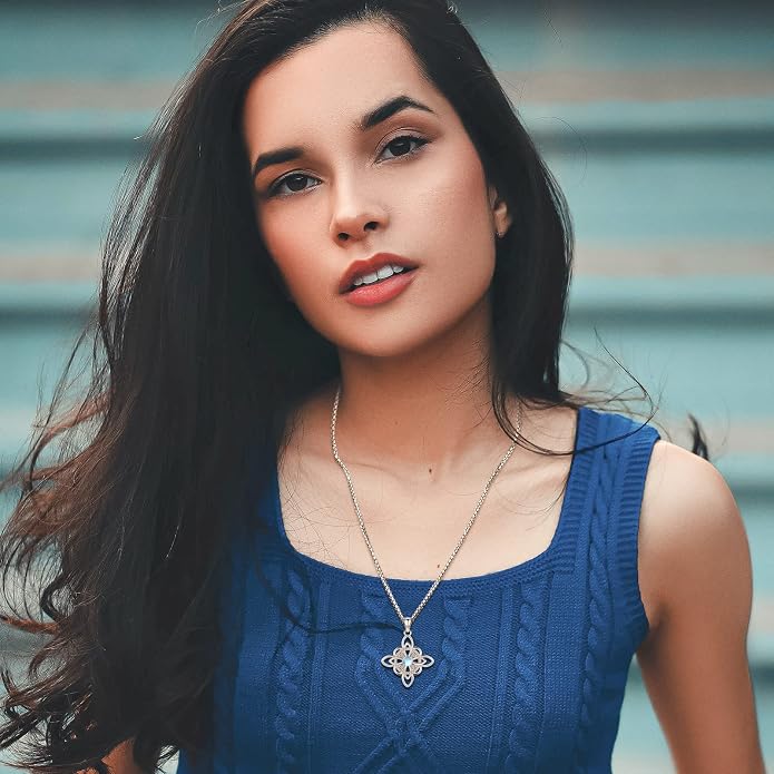 Pentagram Necklace Sterling Silver Triple Moon Goddess/Celtic Knot Witches Knot/Ankh/Sun and Moon/Hecate/Lilith/Santa Muerte/Tetragrammaton Pendant Necklace Pagan Wiccan Magic Egyptian Amulet Jewelry for Women Men